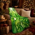 thumbnail image 3 of Tropical Palm Leaves with White Flowers and Lush Jungle Greenery, Botanical Rainforest Art for Plant Lovers, Birthday Gift, Soft Flannel Blanket for Bedroom, Fresh Home Decor, 3 of 9