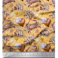thumbnail image 1 of Soimoi Orange Moss Georgette Fabric Crab,Shell & Coral Ocean Print Fabric by the Yard 42 Inch Wide, 1 of 1