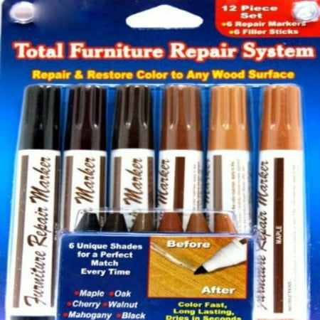 Beautyko Ideaworks 12-Piece Wood Touch-Up Markers and Wax Sticks for Repairing Scratches and Dings in Wood Furniture and