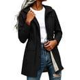 thumbnail image 3 of CFLVAEK Long Raincoat for Women Waterproof Lightweight Hooded Rain Jackets Drawstring Waisted Outdoor Hiking Windbreaker Black L, 3 of 10