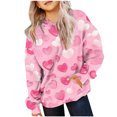 thumbnail image 2 of biudgviw Girls Boys Valentine's Day Outfits Casual Long Sleeve Pullover Hoodies Toddler Soft Printed Basic Shirts with Pockets, 2 of 5