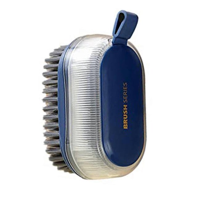 Cepillo de limpieza de doble cara con mango antideslizante duradero para suciedad interior y exterior, azul