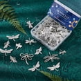 thumbnail image 4 of 1 Caja de dijes de libélula surtidos, dijes de libélulas de estilo tibetano, dije de mariposa de aleación de plata con animal volador e insecto., 4 of 6