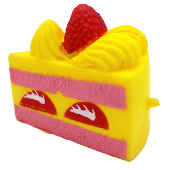 Jouet à Presser Gâteau aux Fraises Réaliste Jouet à Remontée Lente pour Bureaux Soulagement du Stress