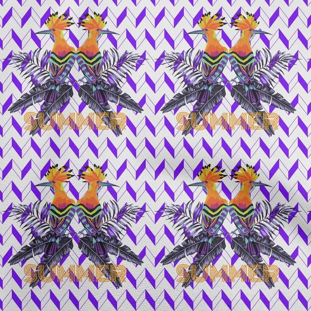 oneOone Rayon Purple Fabric Tropical Birds With Geometrical Background Sewing Craft Projects Fabric Prints By Yard 56 Inch Wide