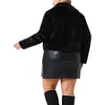 thumbnail image 4 of DARING DIVA Women's Plus Size Cropped Lapel Long Sleeve Faux Fur Fluffy Coat 4X Black, 4 of 6