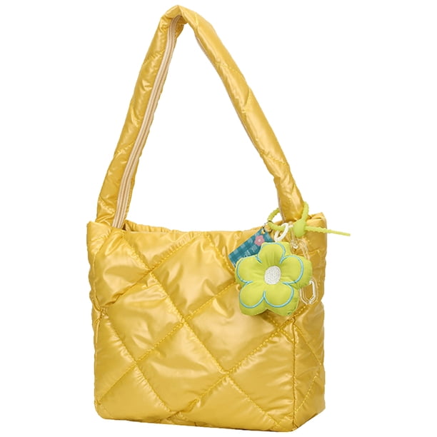 Bolso de hombro acolchado para mujer bolso de mano hinchado de gran capacidad bolso de compras con colgante
