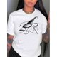 thumbnail image 1 of Camiseta estampada con líneas de guitarra para mujer: cuello redondo, manga corta, cómoda mezcla de algodón y elastano, lavable a máquina, color negro. Camisetas de verano., 1 of 6
