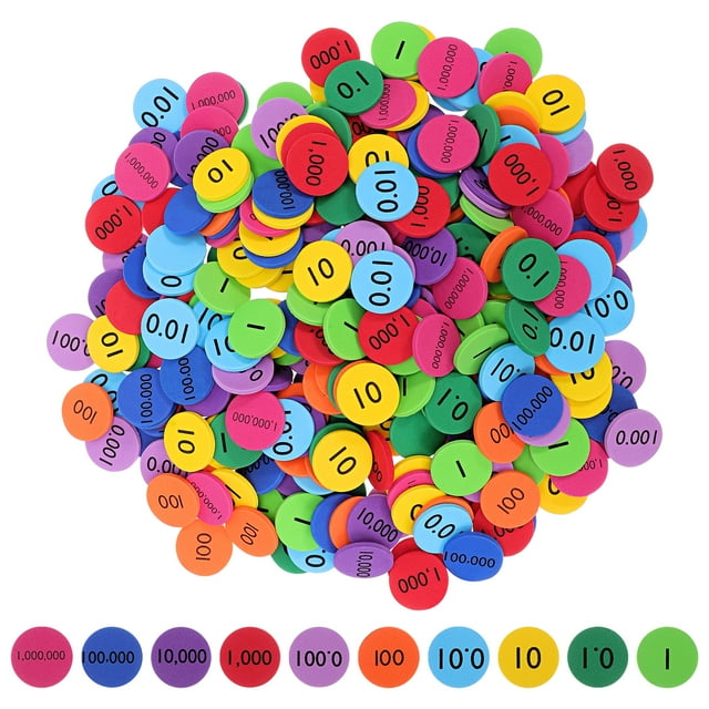 MasteelfCA 300pcs Math Place Value Disks Colorful Math Number Counting Disks Arithmetic Number Cognition Toys