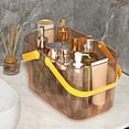 thumbnail image 3 of Transparent Rectangular Shower Caddy with Drain Holes - Bathroom Storage Basket for Toiletries, Travel, Dorm Organization, 3 of 6