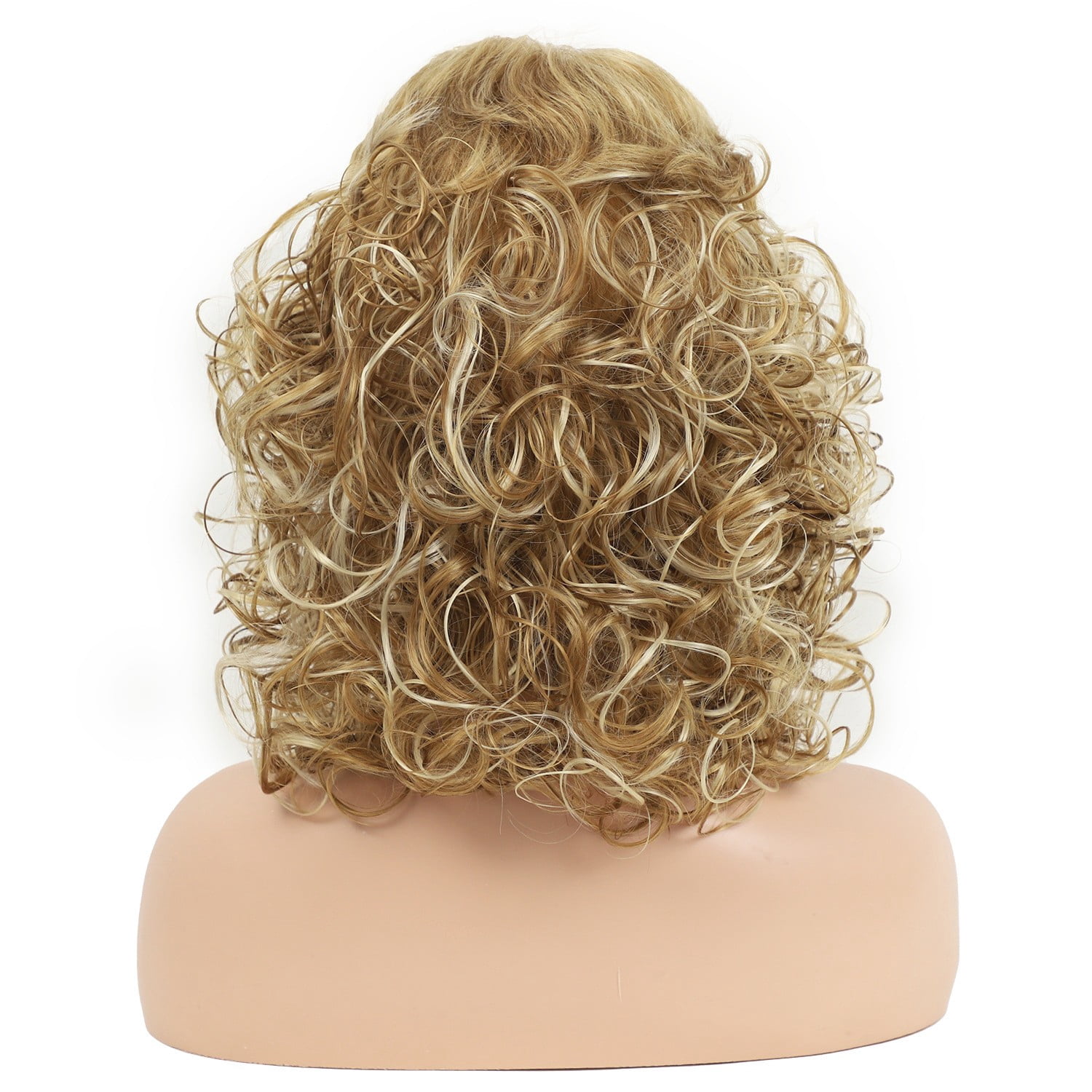Women Medium Long Curly Blonde Wig Natural Volume Heat Resistant Synthetic Hair