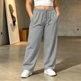 thumbnail image 2 of yillto Women Plus Size Sweatpant Wide Leg Elastic Waist Drawstring Loose Pants Trousers with Pockets, 2 of 7