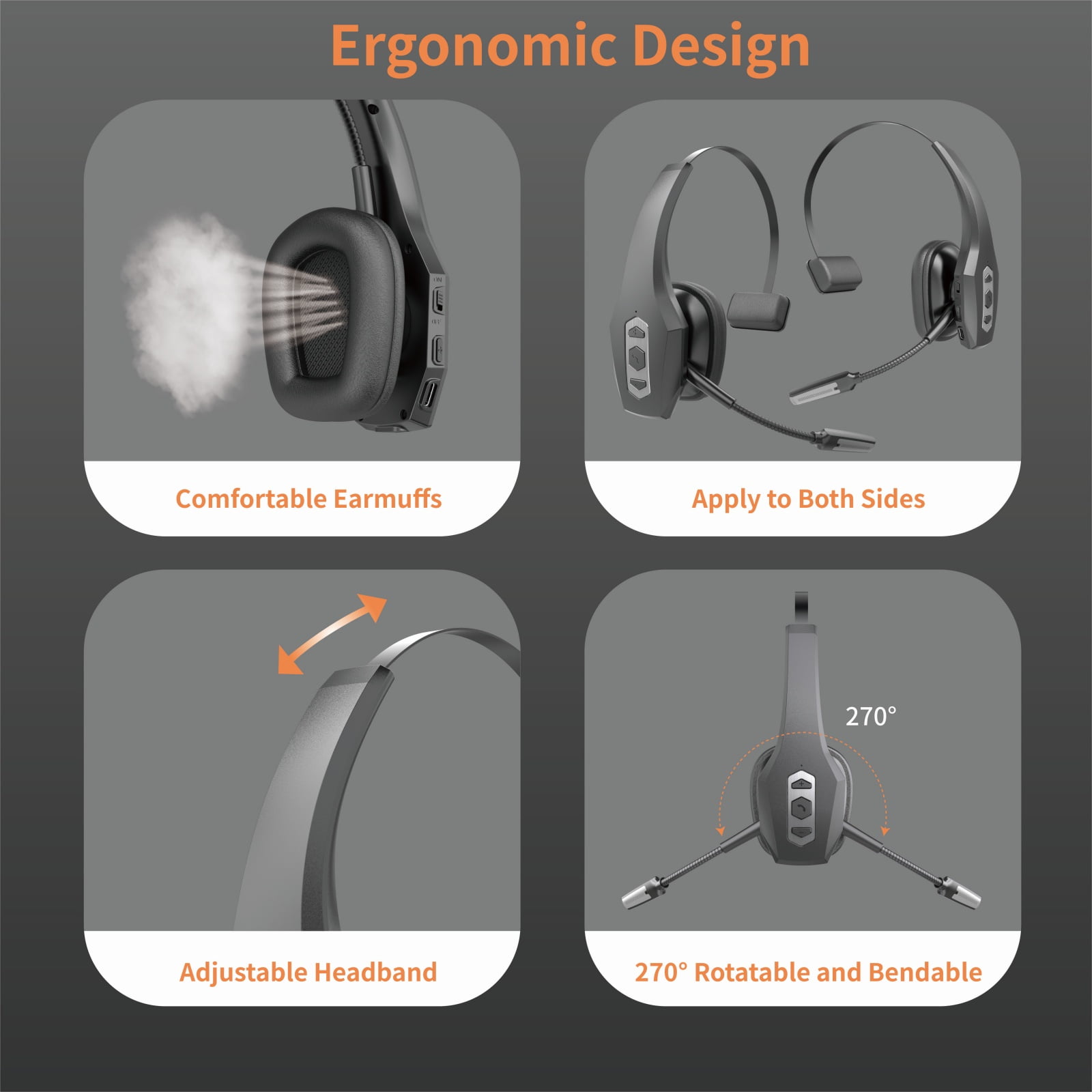 JOUALY Wireless Bluetooth Business Headset with Microphone & Charging Case,5.2 Headset for Trucker,70H Working Time,Dual Noise Canceling Headphones for Driving/ Home/ Office /Cell Phones/Computer