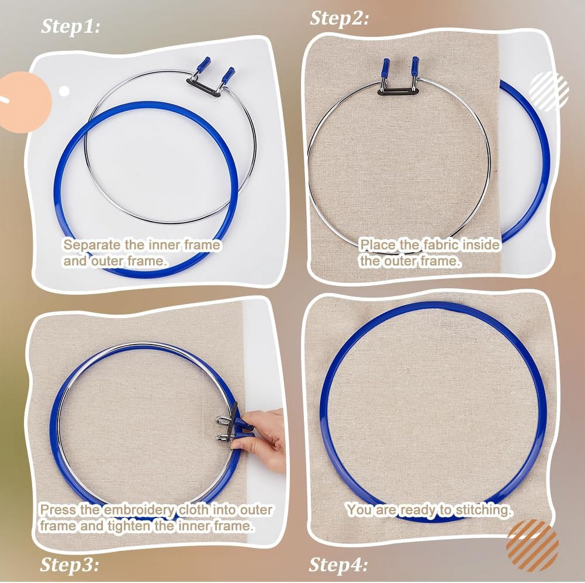 1 Set 6-Ply Polyester Embroidery Floss with 2Pcs Iron Embroidery Hoops and 1 Set Iron Pins Mixed Color 36~225x0.5~215x0.5~22.5mm