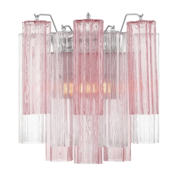 ADD-303-CH-SP Crystorama Lighting Addis - 2 Light Wall Sconce-14.5 Inch Tall and 14.5 Inch Wide-Polished Chrome Finish-Spring Glass Color