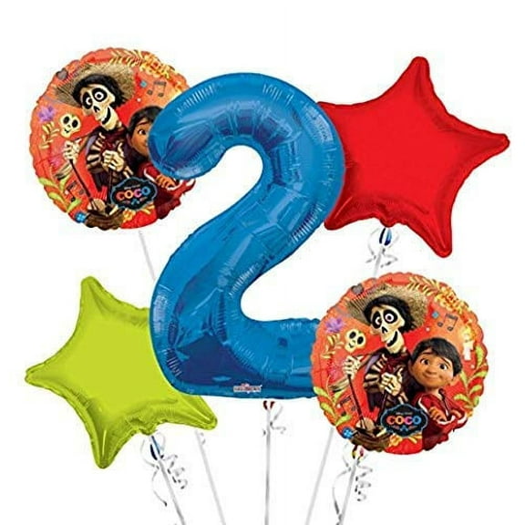 Coco Party Supplies Hector Balloon Bouquet 2nd Birthday 5 pcs - Party Supplies