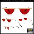 thumbnail image 6 of Funky Cropped Half Circle Flat Top Half Metal Rim Hippie Sunglasses Gold - Red, 6 of 7