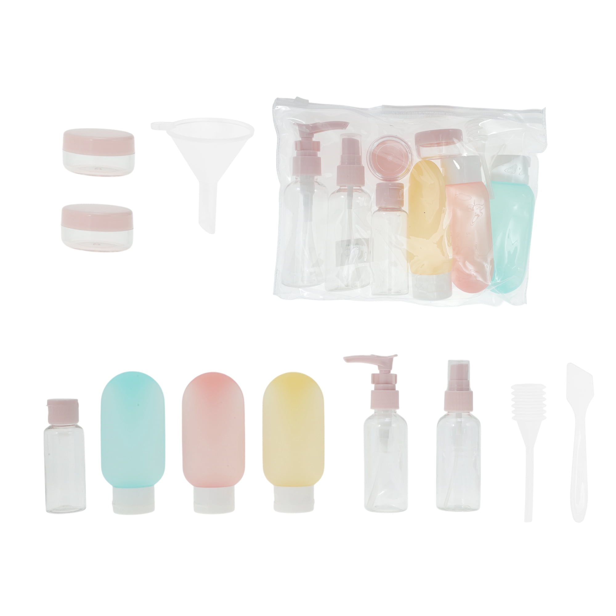 Unique Bargains Travel Container Set of 11 Pcs Pink Yellow Blue