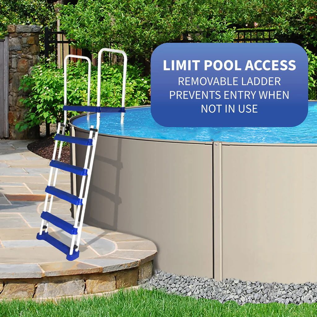 Blue Wave 52-in a-Frame Ladder w/ Safety Barrier and Removable Steps for Above Ground Pools
