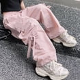 thumbnail image 6 of UACY Girls Cargo Pants Wide Leg Cute Cargo Pants with Bow Decor Multi Pockets, Drawstring Elastic Waist Loose Fit Casual Pants for Girls Daily Wear, 6 of 6