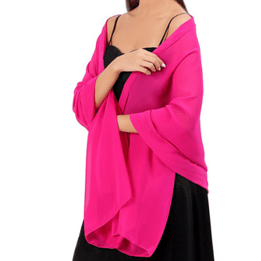Women Pink Pashmina Chiffon Scarf, Pashmina Shawls And Wraps For Women, Lightweight Fashion Scarves Shawl Wraps For Wedding Evening Party Dresses Scarf Bride