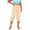 Beige, variant on Womens Plus Size Capri Pants, Below the Knee Side Split Elastic Waist Casual Summer Capris with Pockets Green Size XL