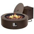 thumbnail image 2 of UPHA 42-inch Outdoor Propane Round Fire Pit Table 50000 BTU Iron Gas FirePit for Outside Patio with Tank Cover, Removable Lid, Lava Rocks, Rain Cover, Brown, 2 of 10