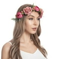 thumbnail image 3 of Clearance! Baberdicy Women Flower Hair Garland Crown Headband Floral Wreath Hairband Hot Pink, 3 of 4