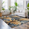 thumbnail image 3 of Large Area Rugs 5'x8', Navy Blue Brown Carpet Runner Indoor Outdoor Rugs Home Decor Aesthetic, Tropical Palm Leaves Vintage Non Slip Mats Washable Accent Rug for Living Room Bedroom, 3 of 8