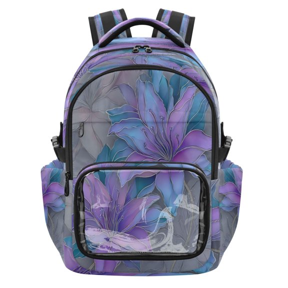 25L PVC Casual Backpack, Waterproof Large Capacity Backpack for Student Commute & Short Trips Gradient Color Flower