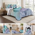 thumbnail image 6 of Twin Quilt Set 68''x86'', Teal Purple Marble Lightweight Summer Bedspread Coverlet Set with 2 Pillow Shams, Modern Abstract Luxury Ink Painting Breathable All Season Quilt Bedding for Dorm/Bedroom, 6 of 9