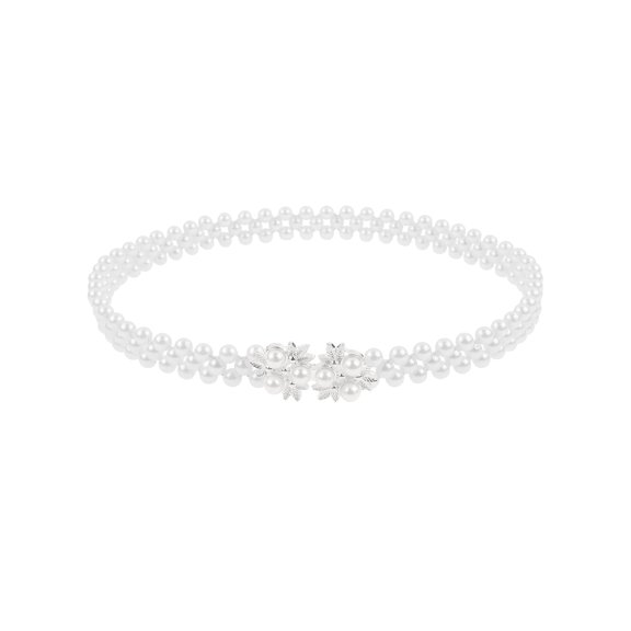 TELOLY Women'S Pearl Belt Crystal Rhinestone Retro Elastic Thin Waist Belt for Wedding Dress Rhinestone Belts for Women 65X2Cm/25.6X0.8" Style 11