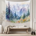 thumbnail image 5 of Forest Mountains Large Tapestry for Bedroom Wall Hanging Tapestry, Watercolor Natural Flower Tree Ceiling Backdrop Tapestries Poster Blanket Wall Decor for Teens Room Living Room Dorm 86" x 104", 5 of 8