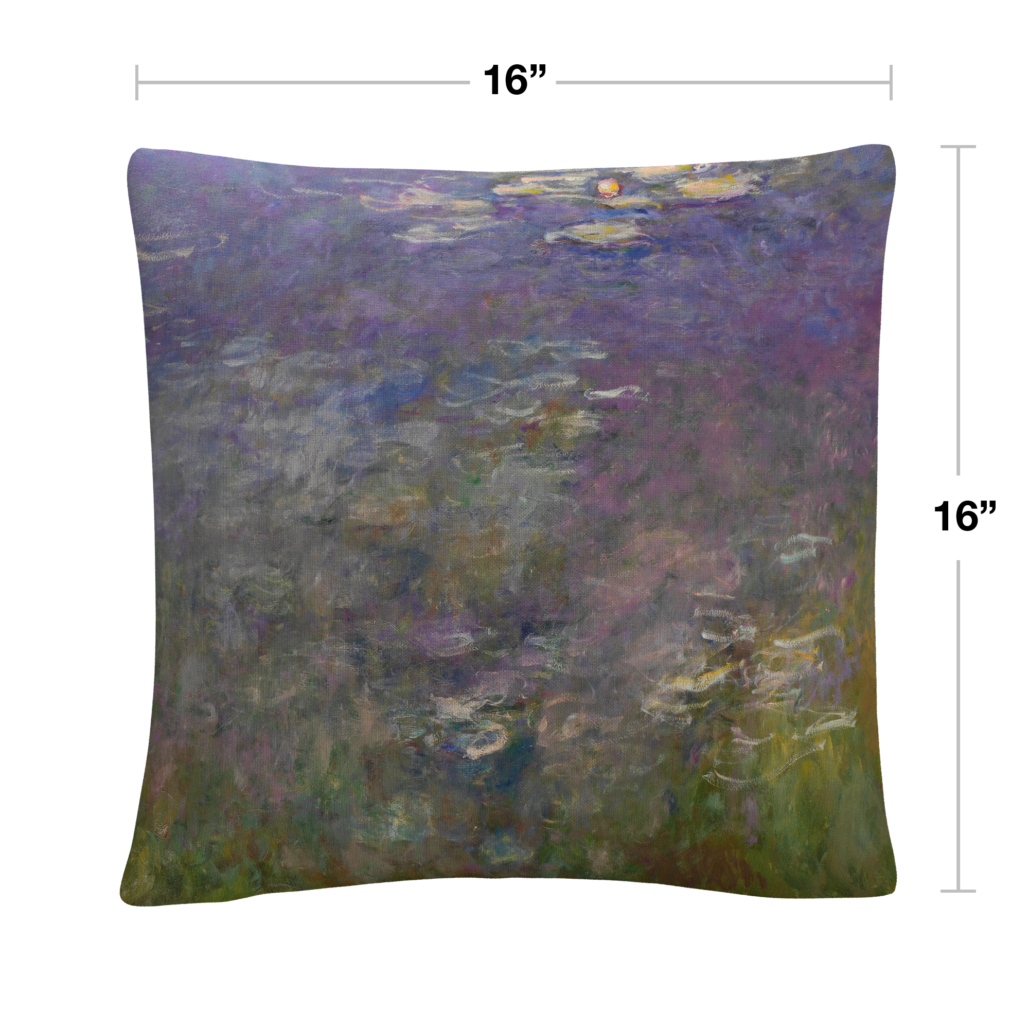 Monet 'Water Lillies 2' 16 X 16 Decorative Throw Pillow