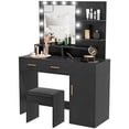 thumbnail image 1 of HOMCOM Illuminated Dressing Table Set, LED Vanity Table Set with Stool, LED Mirror, Drawer and Cabinet Shelves for Bedroom, 1 of 7