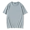 thumbnail image 1 of Mefallenssiah Blouses pour Hommes Été T-Shirt Col Rond Coton Mercerisé Manches Courtes Gris, 1 of 3