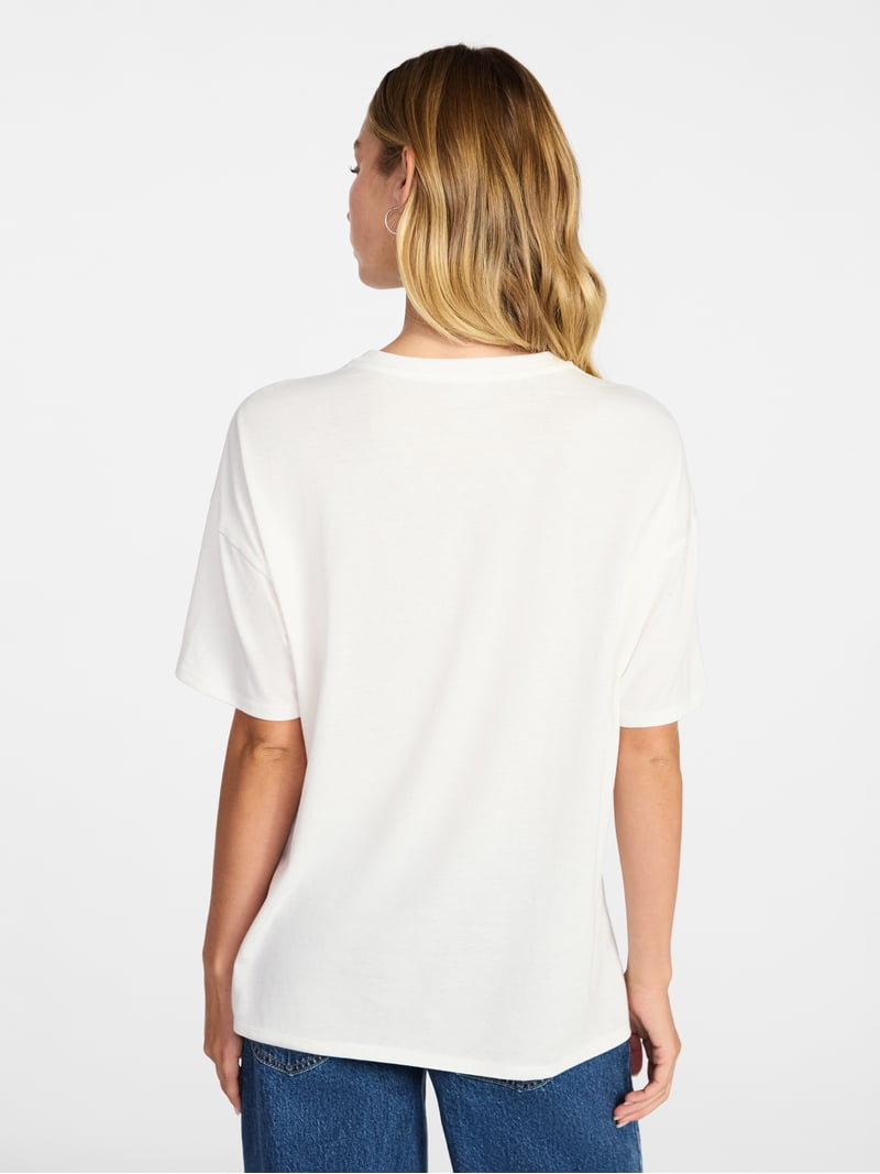 No Boundaries Washed Graphic Boyfriend Tee, Women's XXS-XXL