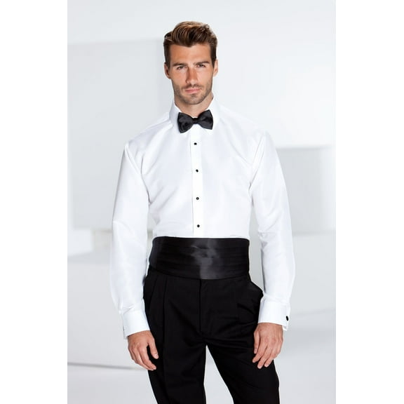 "Lido" White Laydown Tuxedo Slim Fit Shirt