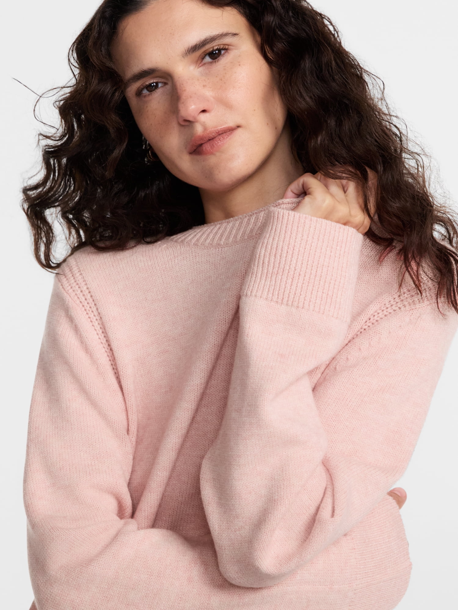 Scenario Women's and Women's Plus Cozy Crewneck Sweater with Long Sleeves, Sizes XS-4X