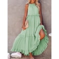 thumbnail image 6 of Anbech Women 2024 Ruffled Pleated Dress Flowy Long Sundress Sleeveless Boho Beach Party Dresses, 6 of 6