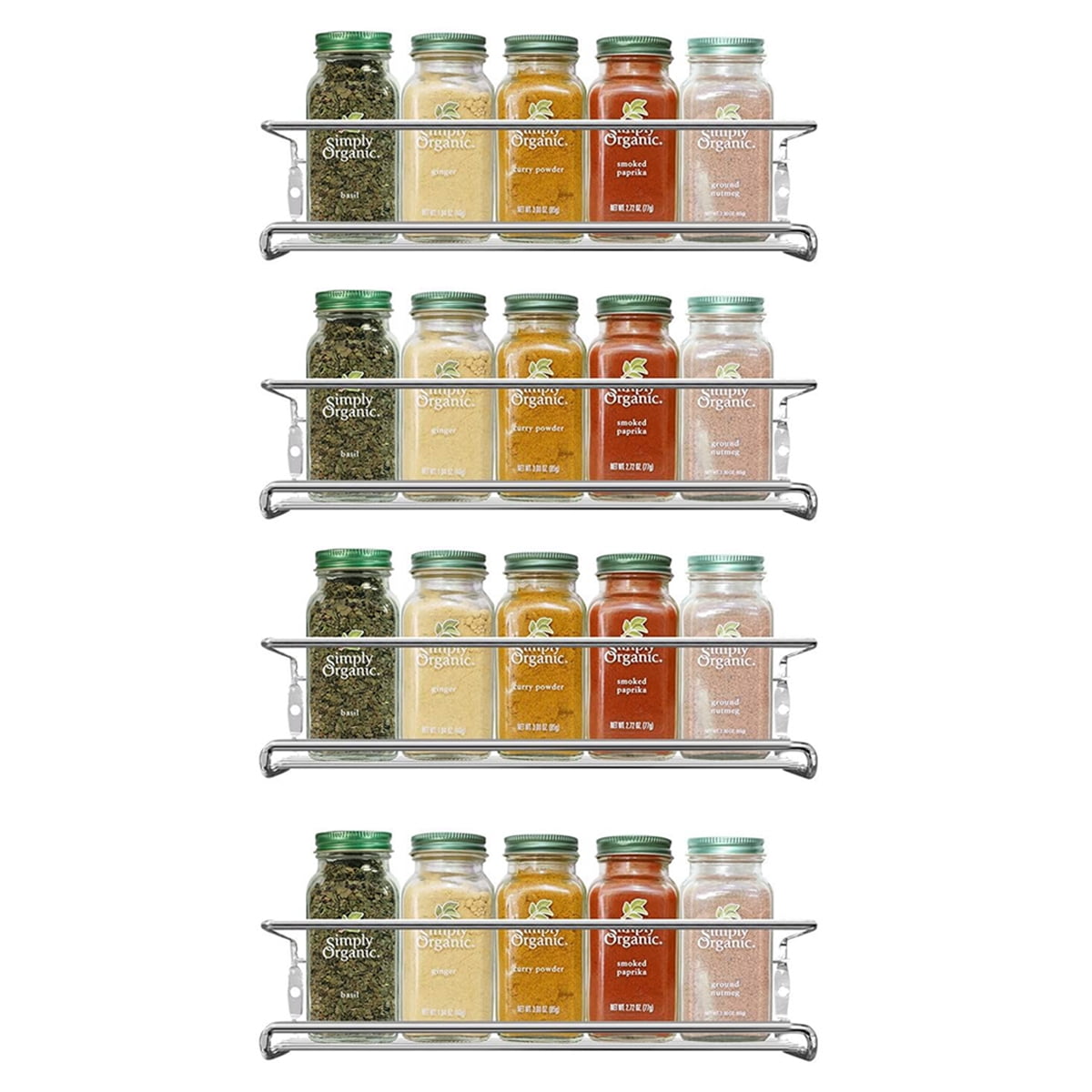 Beishini Spice Rack Organizer for ,4 Tier Single Hanging Racks,Kichen Seasoning Holder