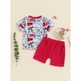 thumbnail image 3 of Suealasg 2Pcs Baby Boys Girls Summer Clothes 6M 1T 2T 3T Toddler Casual Farm Outfits Short Sleeve Animal Print T-Shirts Tops and Elastic Waist Shorts Set, 3 of 7