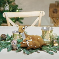 AuroraX Brown Christmas Decoration Plastic and Artificial Wool Decorative Bohemian Figurines Pastel 2025 Deer Family for Home,Xmas Gifts Decor