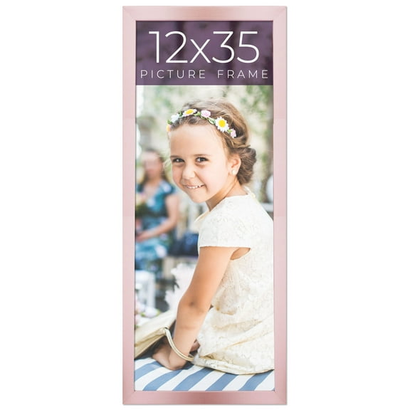 12x35 Frame Pink Real Wood Picture Frame Width 0.75 inches | Interior Frame Depth 0.5 inches | Rose