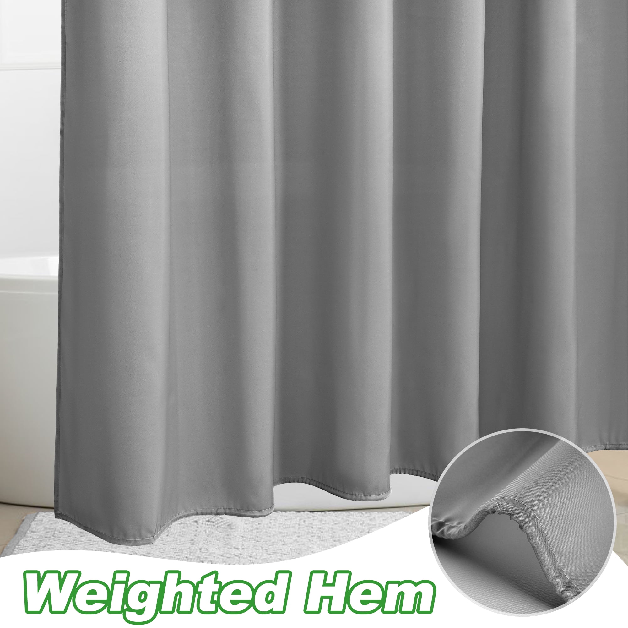 Inosoo Gray Ombre Fabric Shower Curtain, 72 x 72 Inch Heavy Duty Gray Gradient Water Repellent Cloth Shower Curtain for Bathroom, Water Repellent