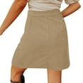 thumbnail image 4 of Baqcunre Skirts for Women Womens Corduroy Skirts Fall Winter High Waist Button Down A Line Short Mini Skirt with Pockets Mini Skirt Women's Skirts Khaki 3XL(Hot), 4 of 8