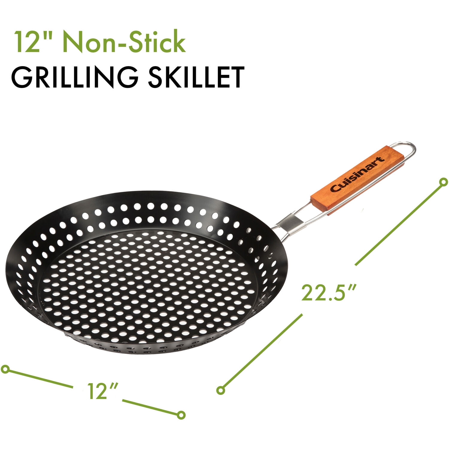 Outset® 76143 12 Diameter Stainless Steel Perforated Grill Skillet with  Removable Handle