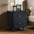 thumbnail image 6 of Wirrytor 2 Drawer Fluted Nightstand, Mid Century Modern Farmhouse Night Stand Small End Table Bedside Table for Bedroom, Living Room, Black - Compact Storage Solution with Sturdy Solid Wood Legs, 6 of 6