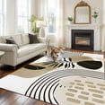 thumbnail image 3 of Area Rug for Living Room, Brown Boho Geometric Non-Slip Indoor Large Carpet for Bedroom/Dining Room, Country Retro Abstract Lines Leaves Washable Low-Profile Rectangle Floor Runner Rugs - 5 x 7 Ft, 3 of 7