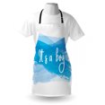 thumbnail image 3 of Gender Reveal Apron It's A Boy Happy Message Abstract Announcement Illustration Print, Unisex Kitchen Bib Apron with Adjustable Neck for Cooking Baking Gardening, Violet Blue White, by Ambesonne, 3 of 3